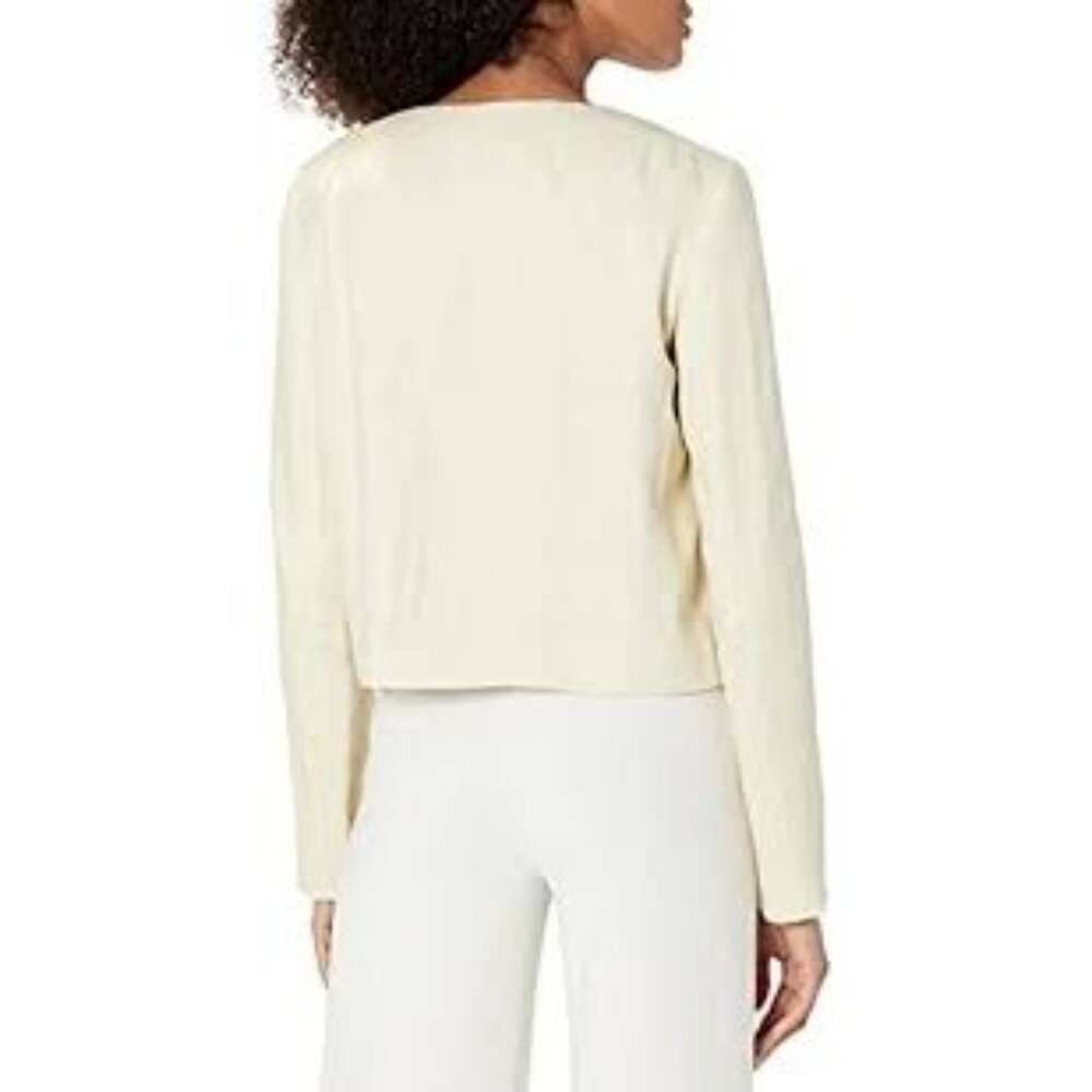 Theory Womens Cropped Jacket Size 12 Light Linen Luxe Beige NWT - Picture 12 of 12